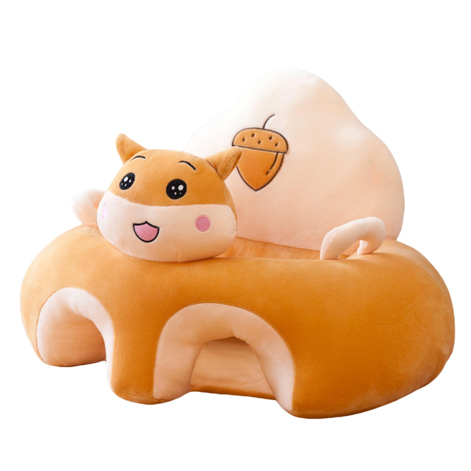 Baby Floor Seat Learn to Sit Lounger Cover Cute Plush Baby Learning Sitting Chair Cover for Infants Toddler (Brown Hamster, 40cm*55cm*55cm)