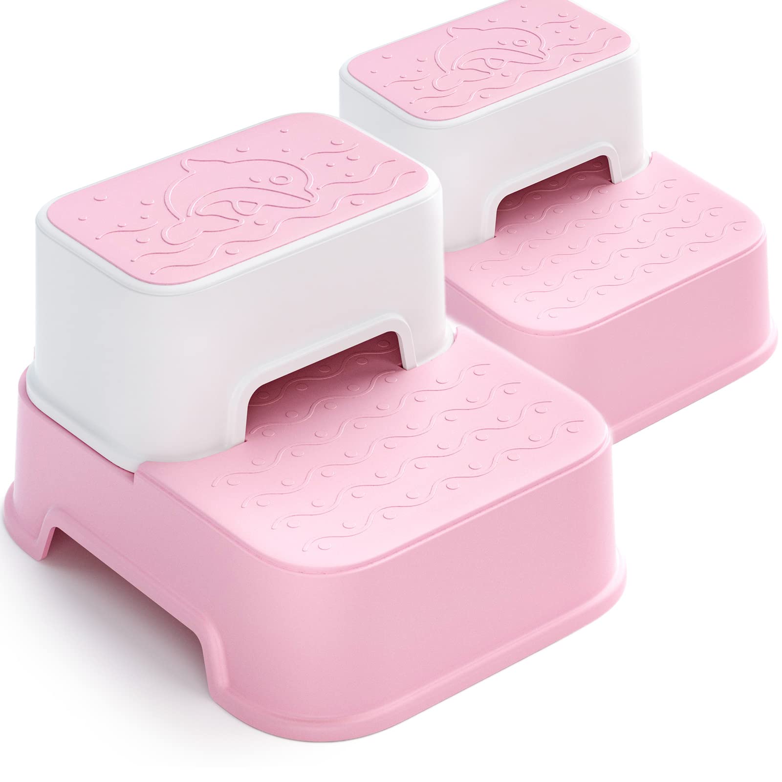 Toddler Step Stool for Bathroom Kids Step Stool for Potty Training Toilet Stool Slip Resistant Pink 2 Packs