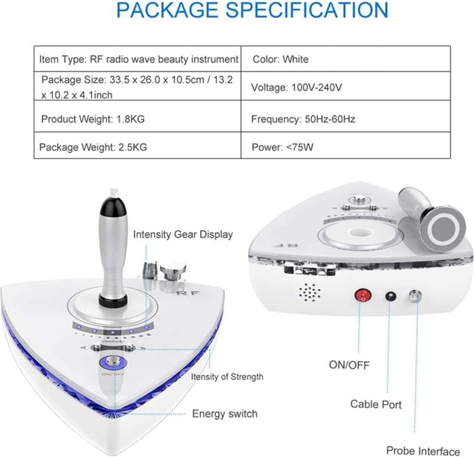 Máquina facial RF 3 en 1, masajeador facial de radiofrecuencia para el rejuvenecimiento de la piel, eliminación de arrugas, máquina de belleza facial para el cuidado de la piel