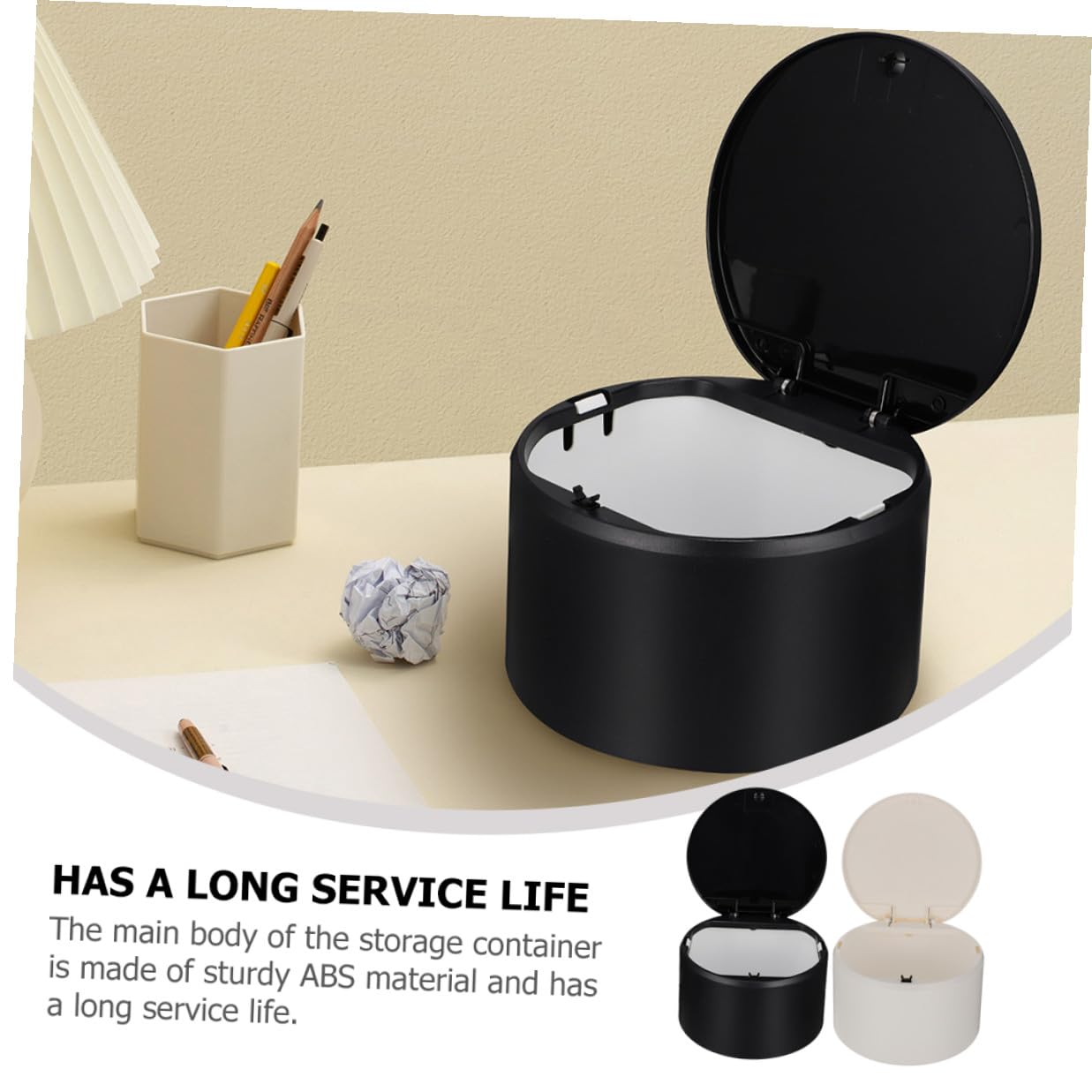 2pcs Mini Pressing Garbage Can Set, Small Countertop Trash Bin with Pop-up Lid, Compact Desktop Wastebasket for Office and Home Use