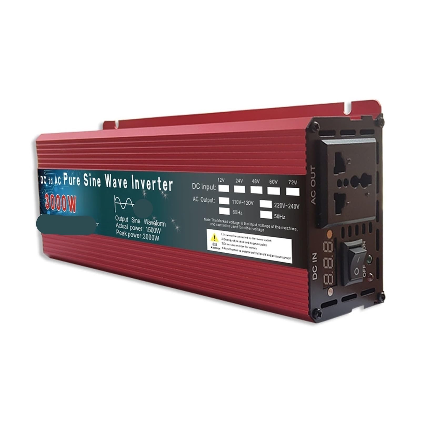 Falownik, Falownik 12V 220V 1000W 2000W 3000W DC 24V 48V 60V do AC czysta fala sinusoidalna przetwornica napięcia moc samochód mikro falownik DIY(2200W,12V)