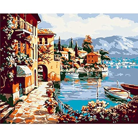 Louneu Paint By Number Kitassorted Ships Diy Digital Painting According To Modern Mural Canvas Painting Unique Gift Room Decoration -30X40Cm-Frameless Cover
