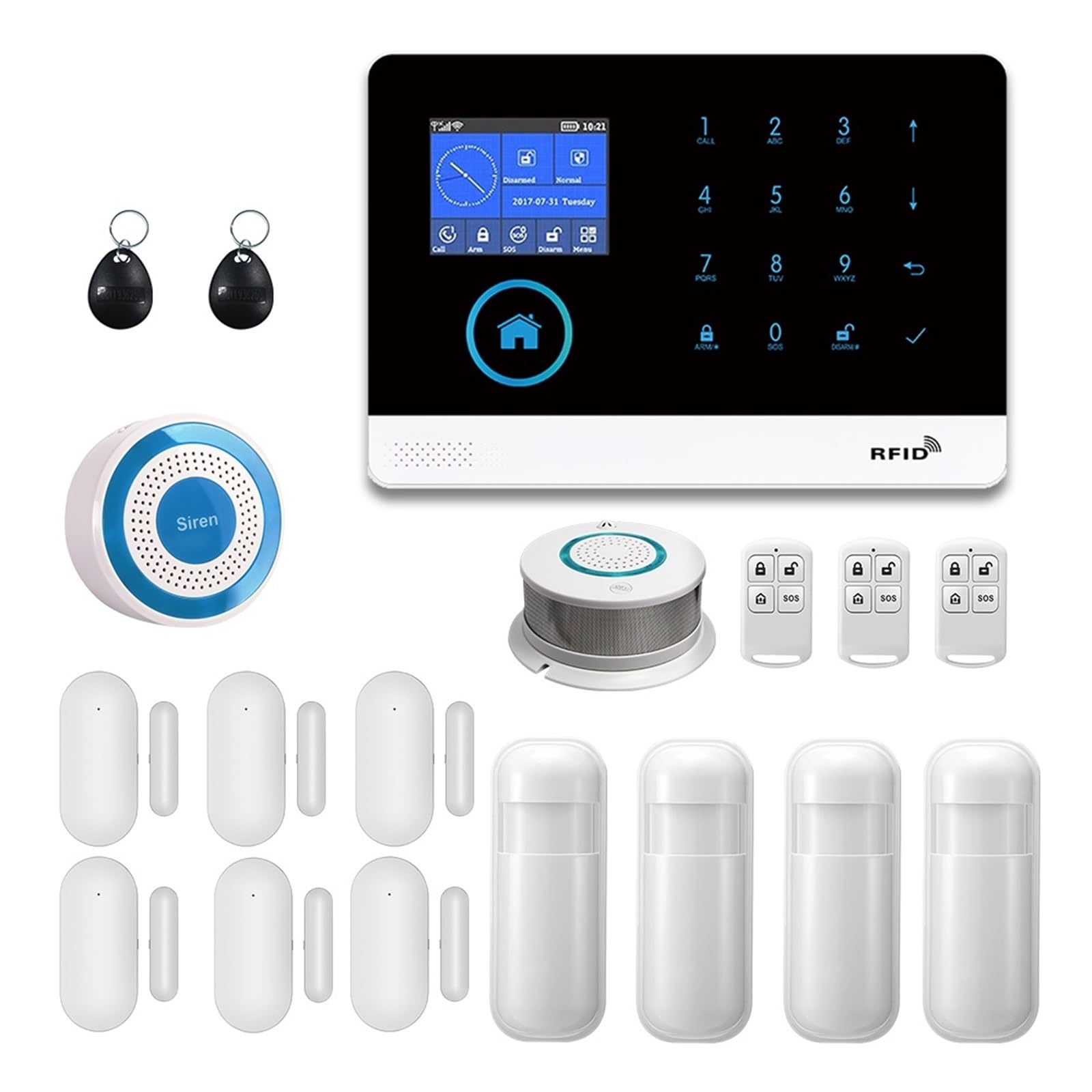 WiFi TUYA GSM Alarm Sicherheitssystem Fernbedienung App-Steuerung Mit Detektor Sirene Wireless Smart Home Security Kit FernüBerwachung(G)