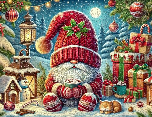 Rompecabezas Springbok Hot Cocoa Season de 500 piezas para adultos y familia con piezas únicas, hecho en USA con materiales ecológicos, incluye póster, tema gnomo navideño miniatura 6