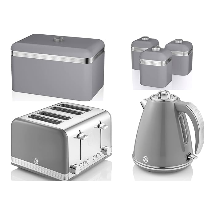 Buy Swan Retro Range 1.5L Jug Kettle, 4 Slice Toaster, Bread Bin and