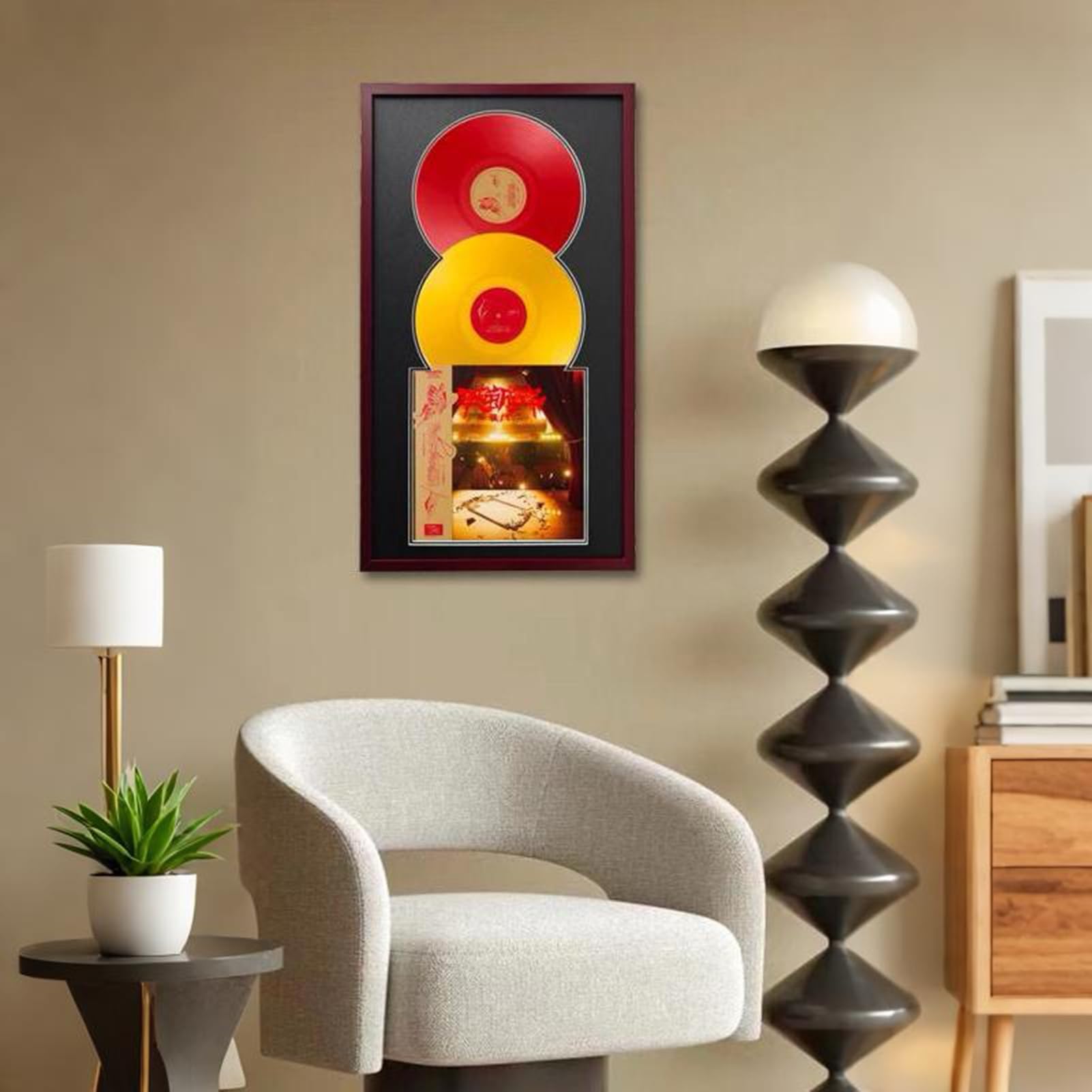 Cornici per dischi in vinile nero, 86 x 48 cm, cornice per dischi, da appendere alla parete, cornici per album in vinile, adatte a qualsiasi disco da 30,5cm