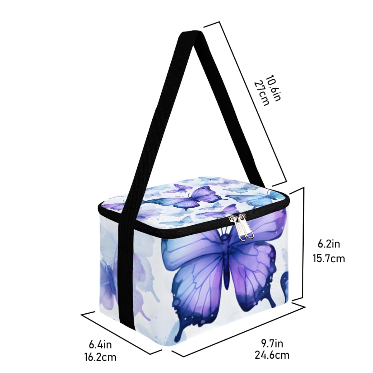 GzLeyigou Lunch Bags for Women Men 9 Cans,Beautiful Butterfly Hot & Cold Food Delivery Bag Insulated Grocery Bag Insulated Lunch Box Butterfly Cooler Bag for Office Work Picnic Beach