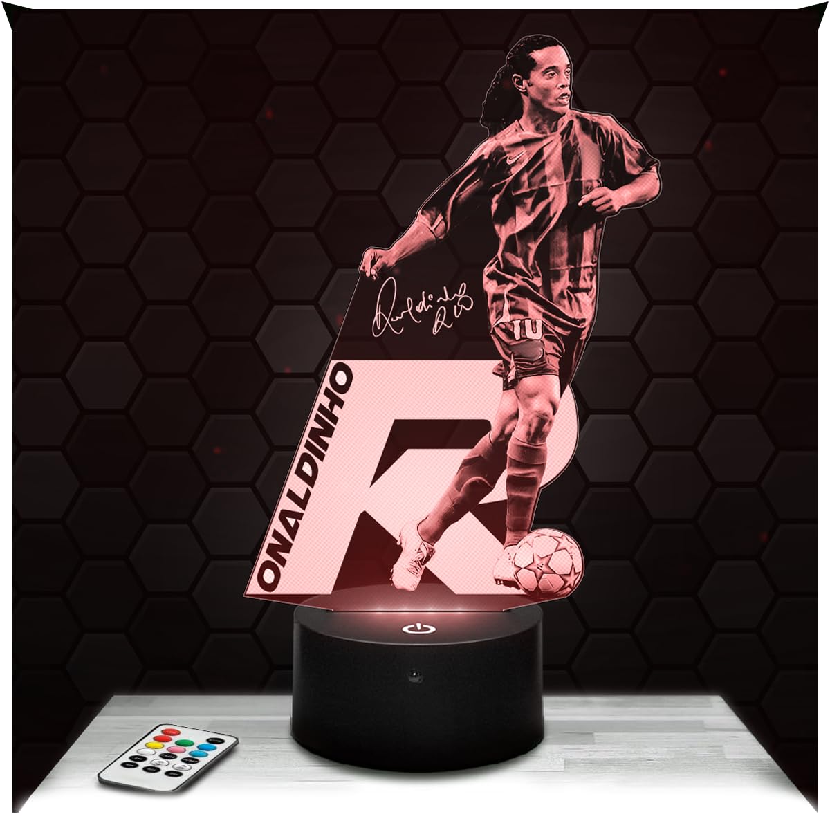 Lampephoto.fr - Ronaldinho Football 3D Lamp, Night Light 3D LED Illusion Lamp, Football Player, Sports Object Athlete, Gift idea for Sporty Men, Night Light for Children's Bedroom, Gift idea for Boys