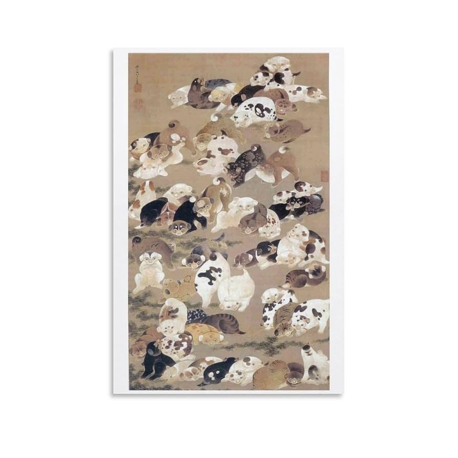 Amazon.co.jp: 伊藤若冲 绘画 百犬図アートポスター アート
