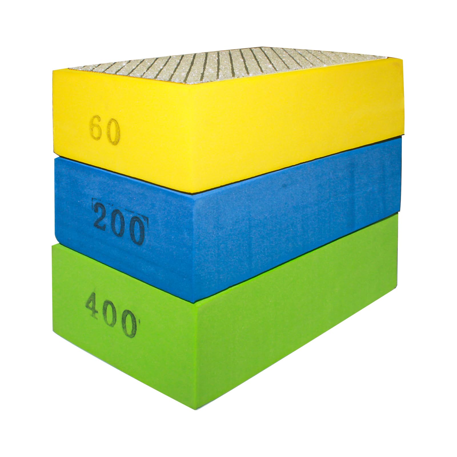 3Pcs Hand Diamond Polishing Pads for Glass,Tile Polishing Pad,Diamond Sanding Blocks 60# 200# 400# Tile, Porcelain Glass Polishing Kit for Wood Tile Glass Stone Ceramic