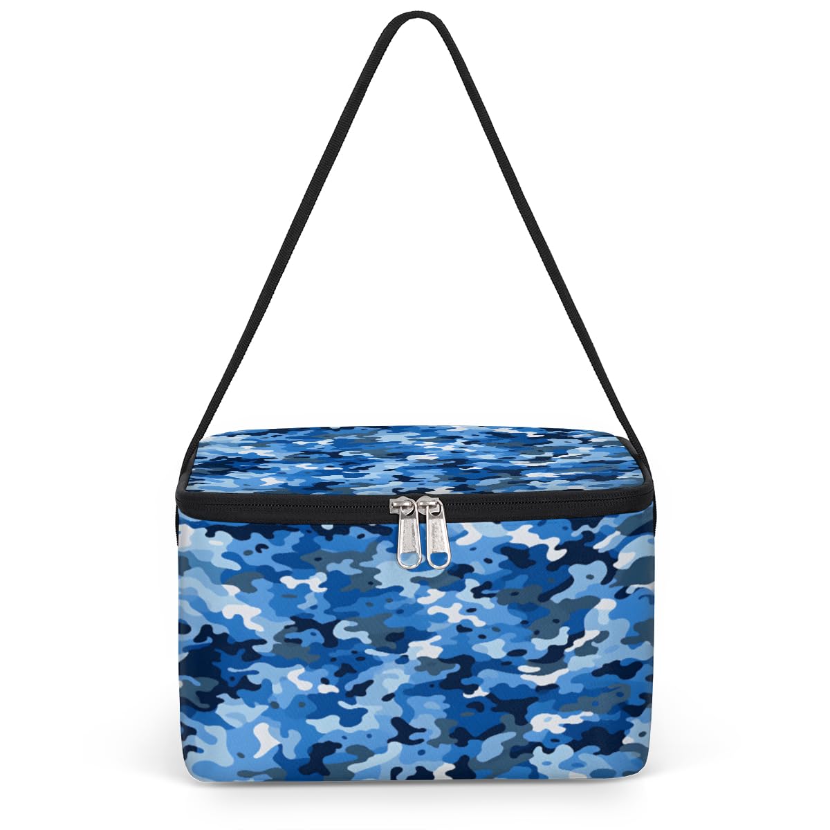 GzLeyigou Camouflage Blue Lunch Bags for Women Men 9 Cans, Hot & Cold Food Delivery Bag Insulated Grocery Bag Insulated Lunch Box Abstract Camo Skin Cooler Bag for Office Work Picnic Beach