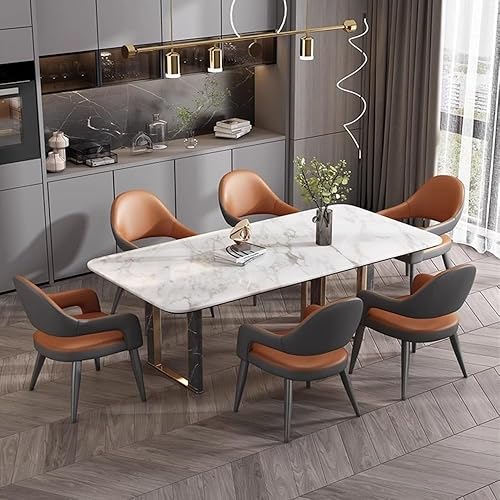 Miniatura 5 de Sillas de comedor, silla decorativa de piel sintética con asiento acolchado y patas de metal, moderna silla de comedor para sala de estar, sillas