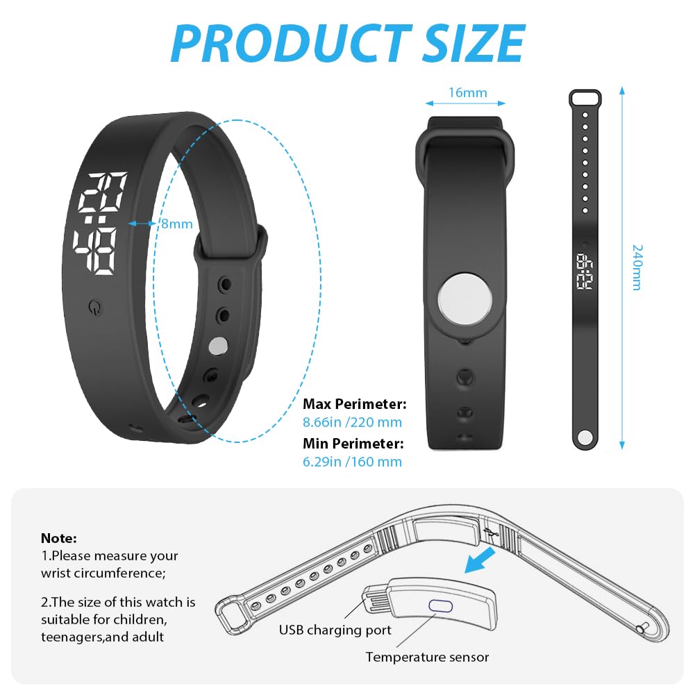 Bracelet avec réveil vibrant, alarme vibrante, bracelet de réveil, montre d'entraînement à la propreté, rappel de boisson, rappel de pilule, montre vibrante pour enfants et adultes