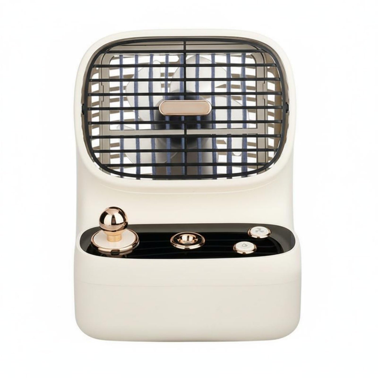 Retro Misting Fan 3-Speed Adjustable Battery-Powered Desktop Humidifier Fan Portable Water Spray Chiller Humidifying Function, White | Portable Fans | Heating Cooling & Air | Home Improvement-image-47