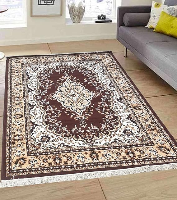 Image of Soft Washable Beautiful Acrylic Rugs for Home Decor Living Room 6x8 feet (180 x 235 CM) Brown