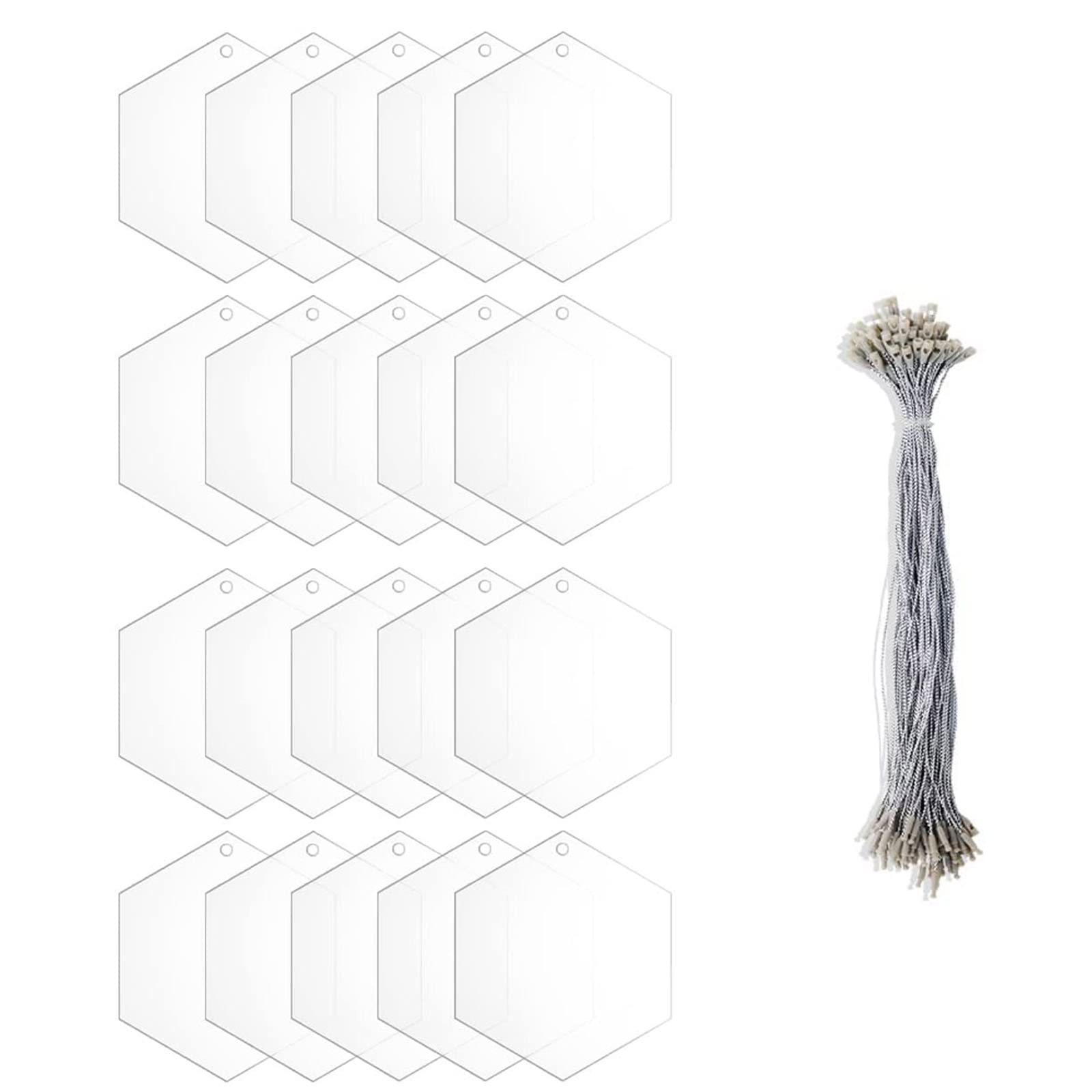 20pcs Clear Acrylic Christmas Ornaments with Hole Ropes for Holiday Tags Decoration Transparent Discs Clear Acrylic Disc