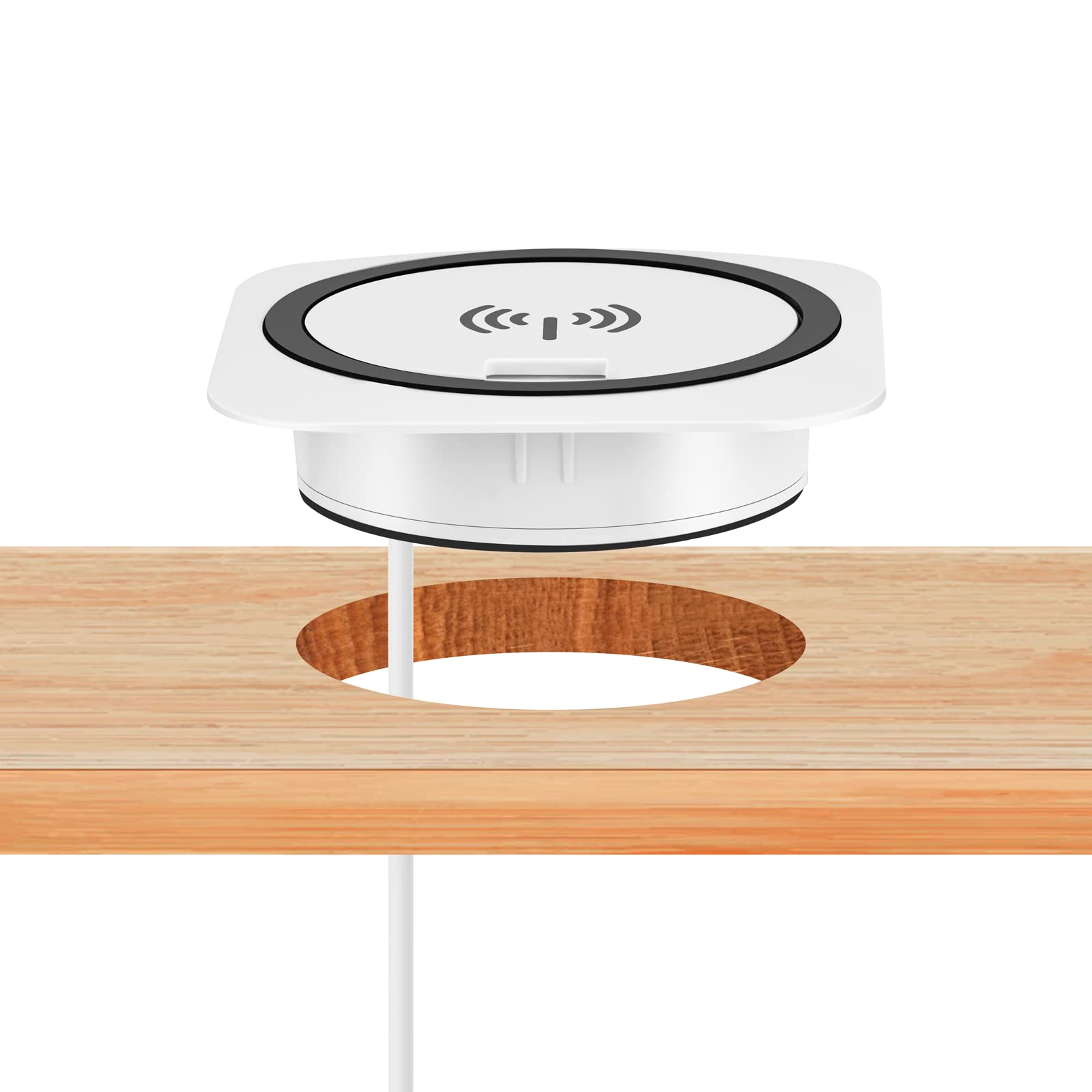 Kalb | QI szybka ładowarka do zabudowy 15 W biała 7,5 cm Ø - Smart Wireless USB Charger, port USB, port USB-C