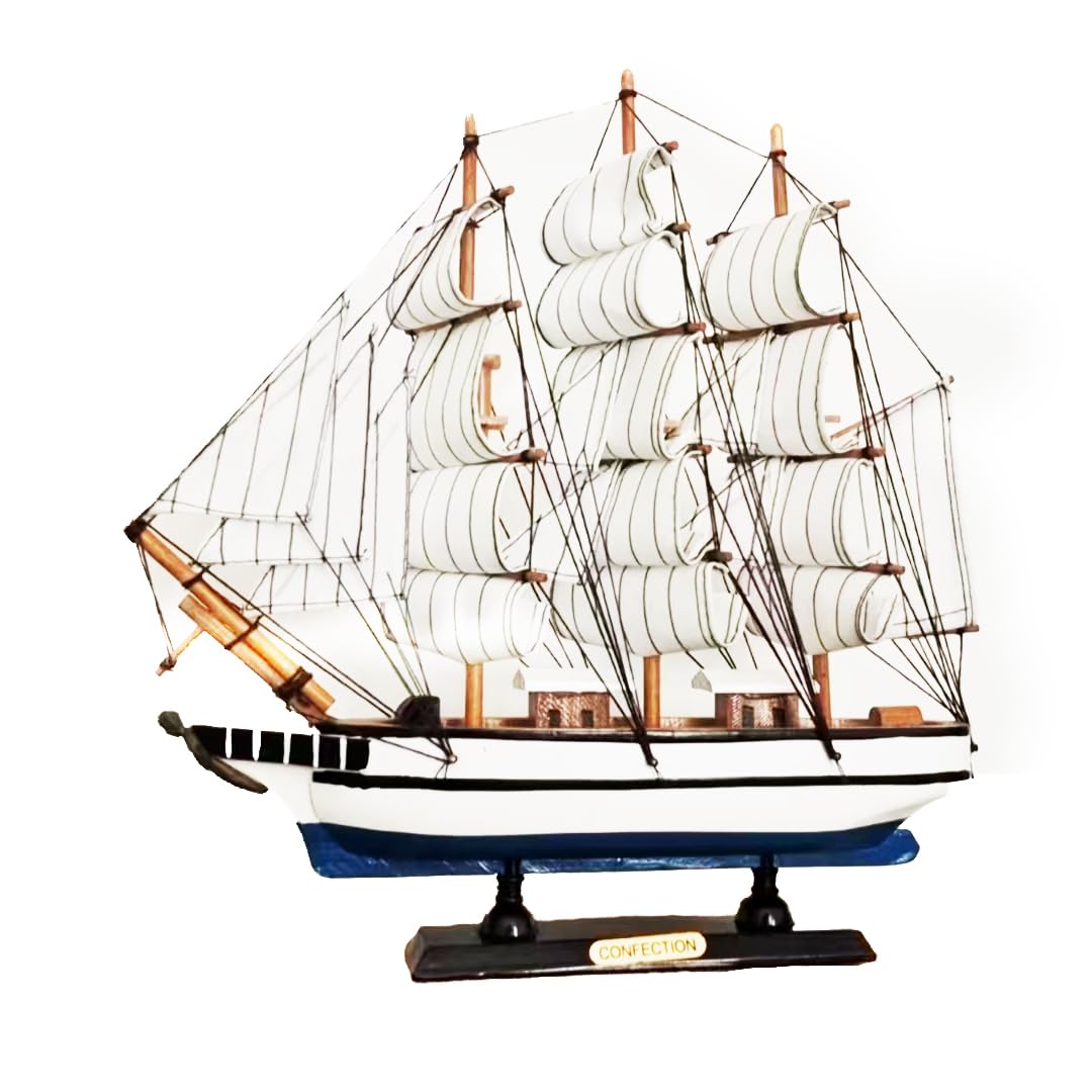 Ornements de modèle de voilier en bois Modèle de voilier Bateau à voiles Décoration maritime Décoration maritime 34cm, pour bureau de desktop, salon, chambre à coucher, décoration de bureau