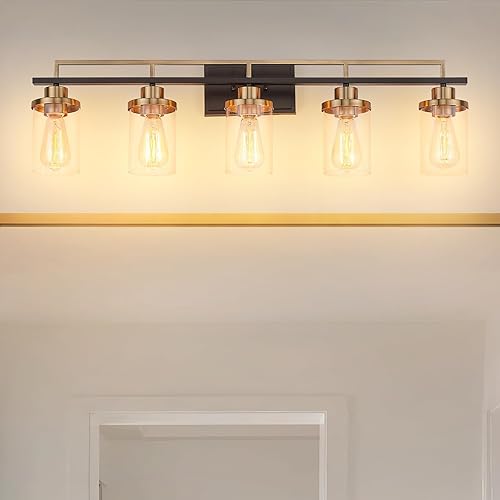 Miniatura 3 de Emliviar Lámparas de baño de 36 pulgadas con pantalla de vidrio transparente, modernas luces de tocador sobre espejo para baño, dormitorio, pasillo,