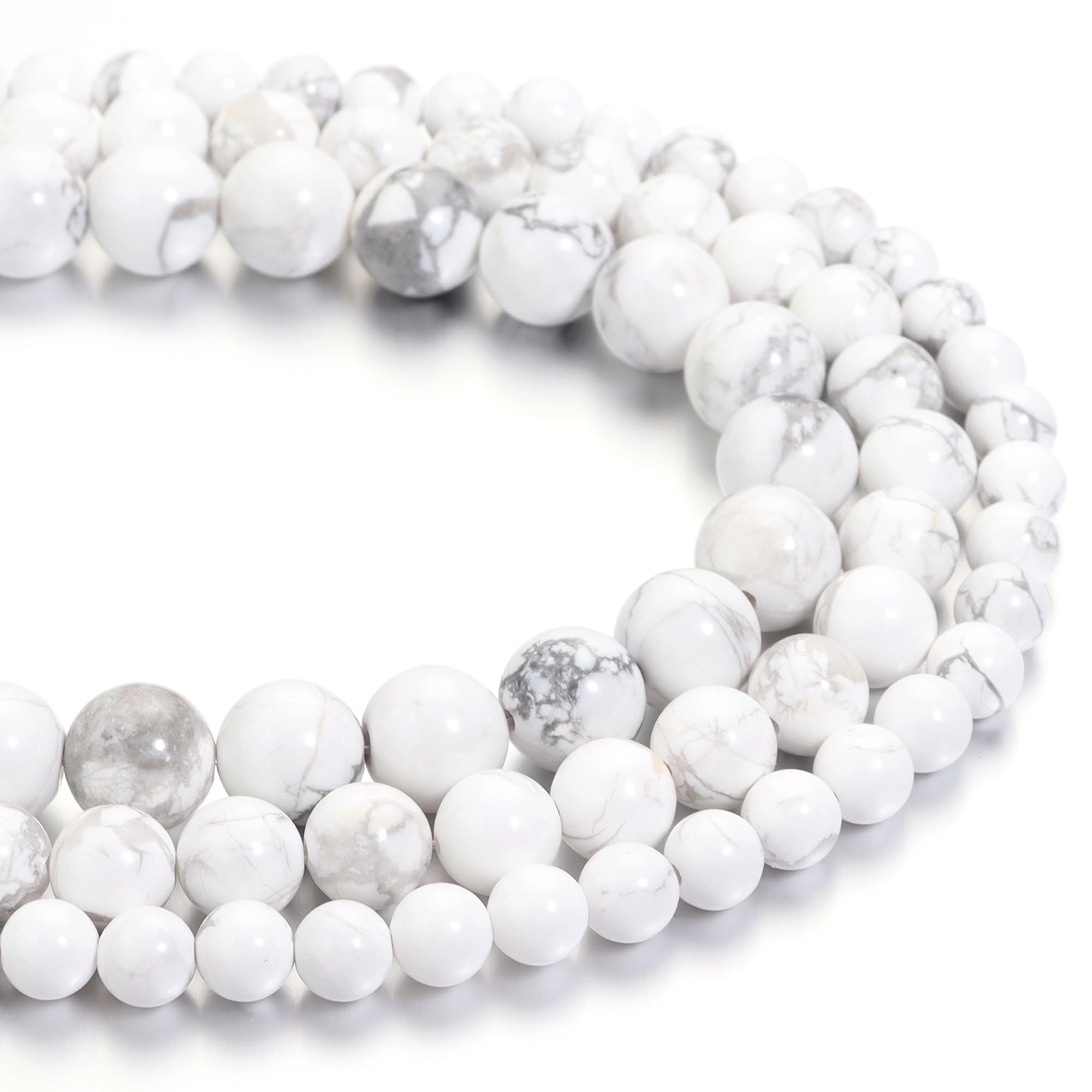 Natural Stone Beads 10 mm White Howlite Turquoise Polished Round Smooth Gemstone Beads for Jewellery Making 15 Inches