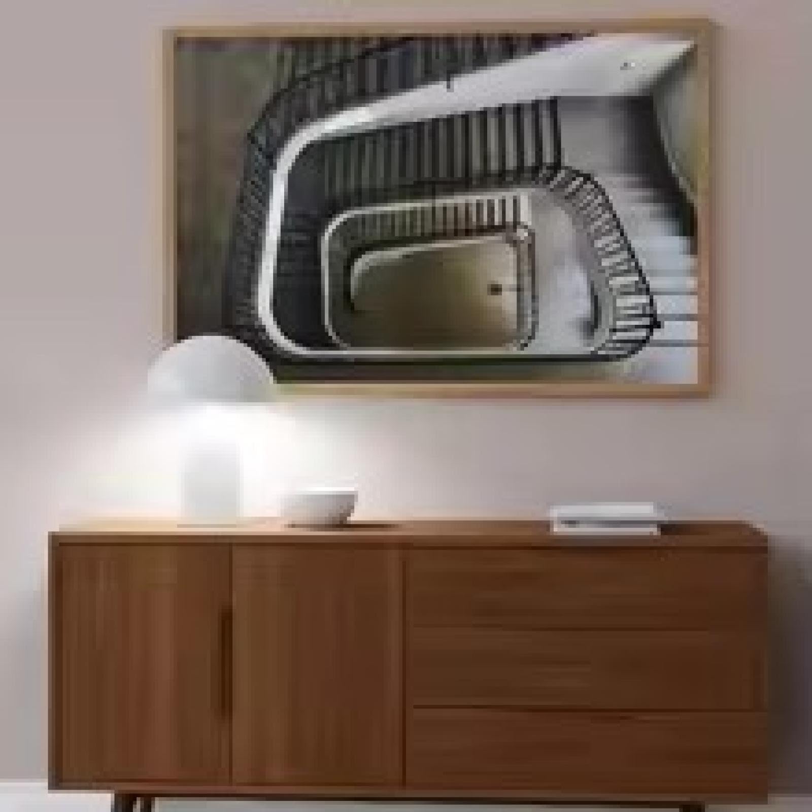 YUSUZHU Stampa poster della serie TV Scala a chiocciola dal castello, edifici di lusso, dipinto su tela, arte murale, ufficio, soggiorno, casa, 80x120 cm con cornice