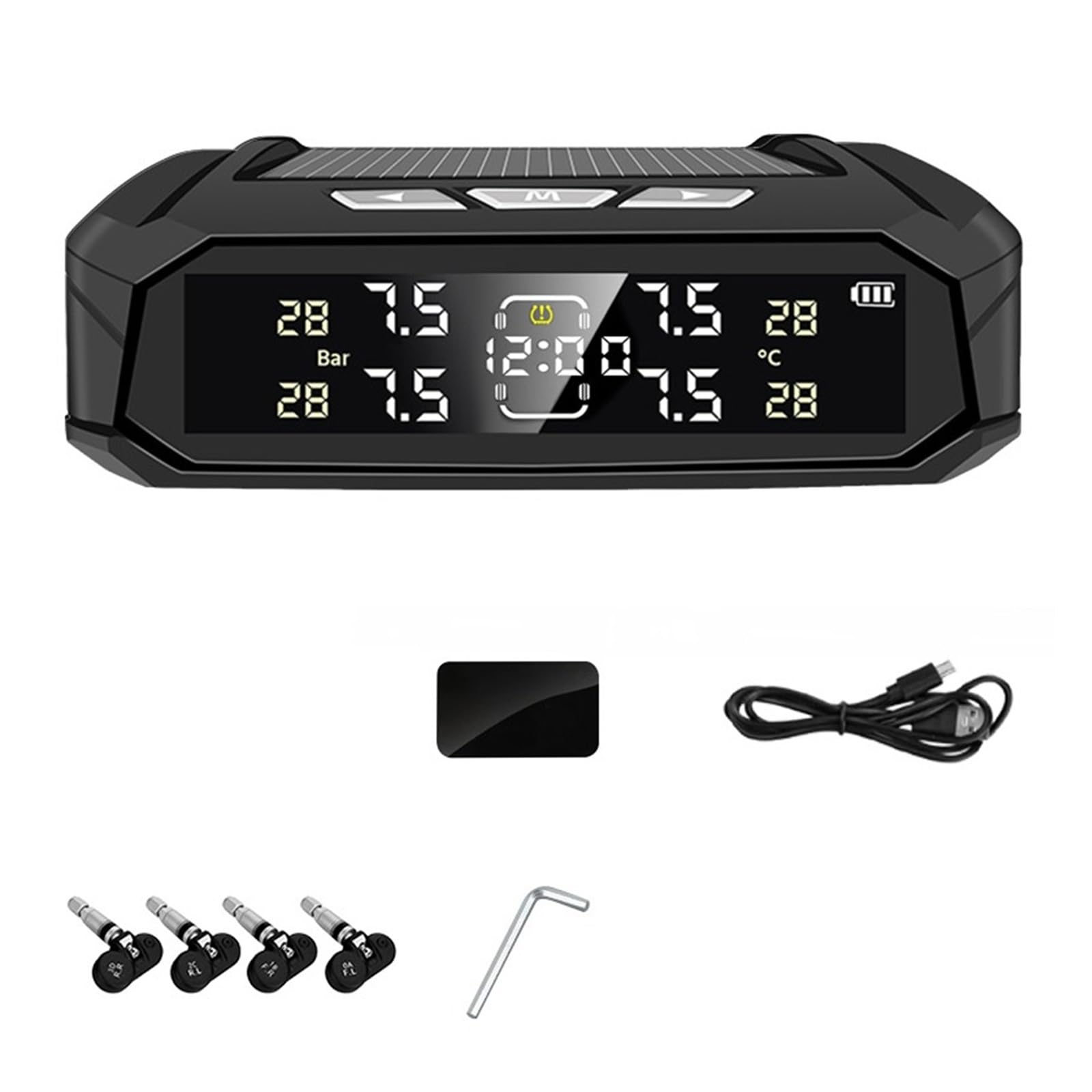 Zegar Słoneczny TPMS Automatyczny System Monitorowania Ciśnienia W Oponach 4 Czujniki 8 Barów Ciśnienie Odpowiednie Dla Różnych Pojazdów Precyzyjne Wykrywanie(K10P-internal Sensor)