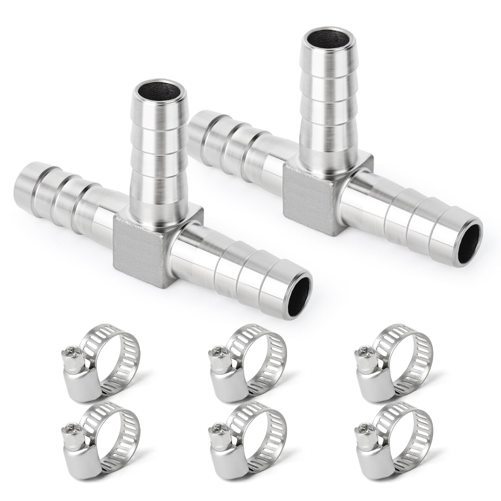 Raccord Double Acier Inox Pour Tuyaux - Diamètres 6/8/10/12 Mm, Air, Gaz, Diesel, Fluide, Neuf
