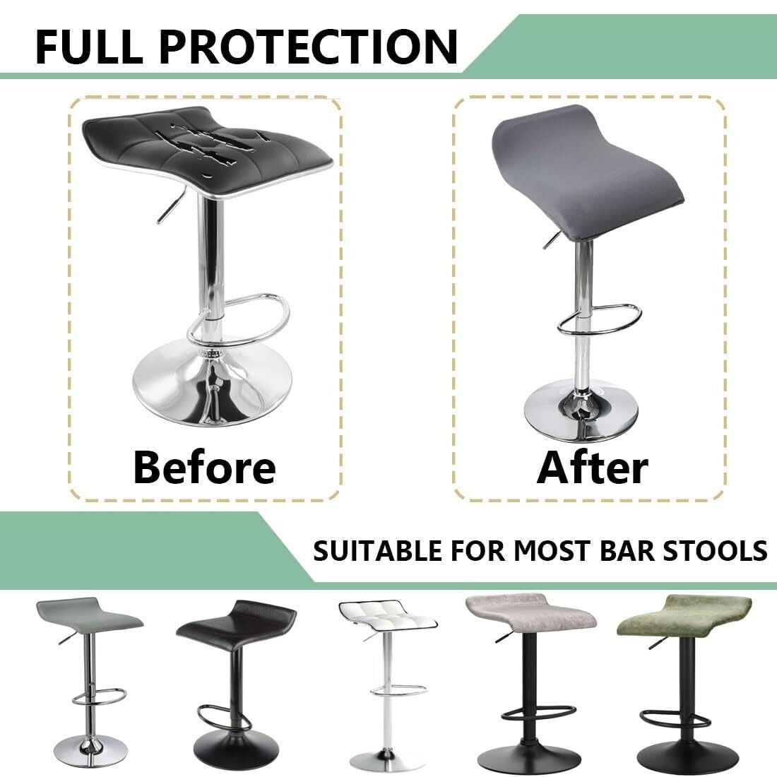 uyeoco Stampato Coprisedile per Sedia da Cucina da Bar Senza Schienale 4/2/1 Pezzi, Copri Fodera Sgabello da Bar Quadrato Elasticizzato(#22,4PCS)
