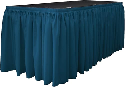 Miniatura 7 de LA Linen Falda de mesa de popelina de poliéster para mesas rectangulares, tela plisada para banquetes de boda, 17 pies por 29 pulgadas de largo con