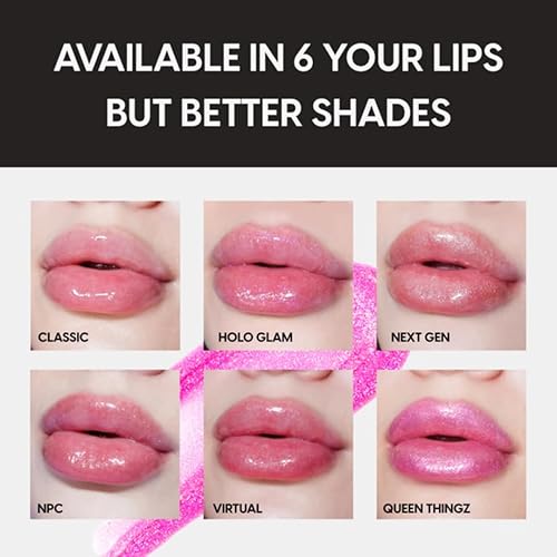 Miniatura 4 de Kara Beauty Brillo de labios nutritivo de nivel brillo labial con aroma de melón de azúcar vegano de alto brillo con ácido hylalurónico, aceite de