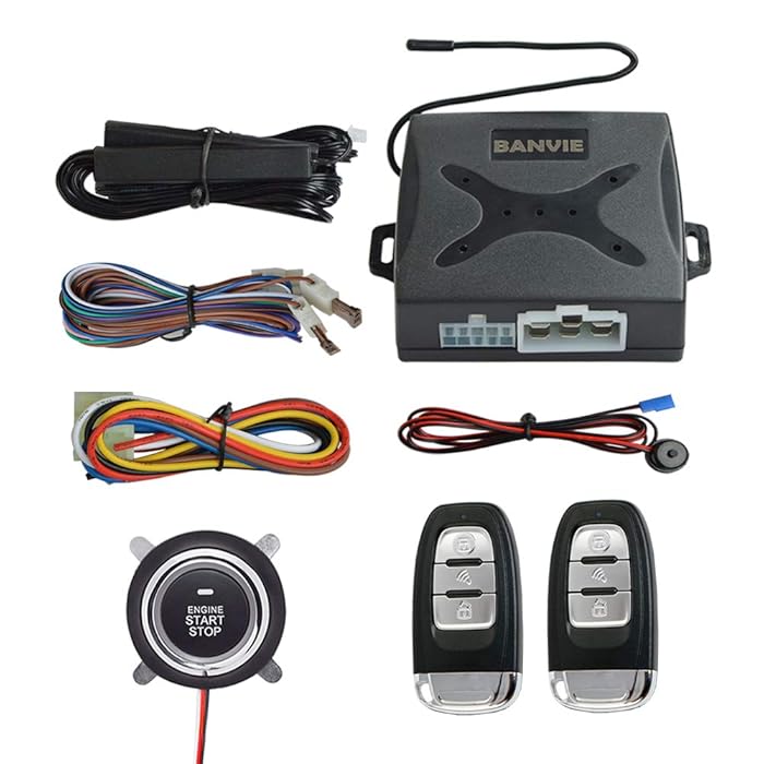 Buy BANVIE ① Passive keyless Entry Car Alarm System + ② Remote Engine