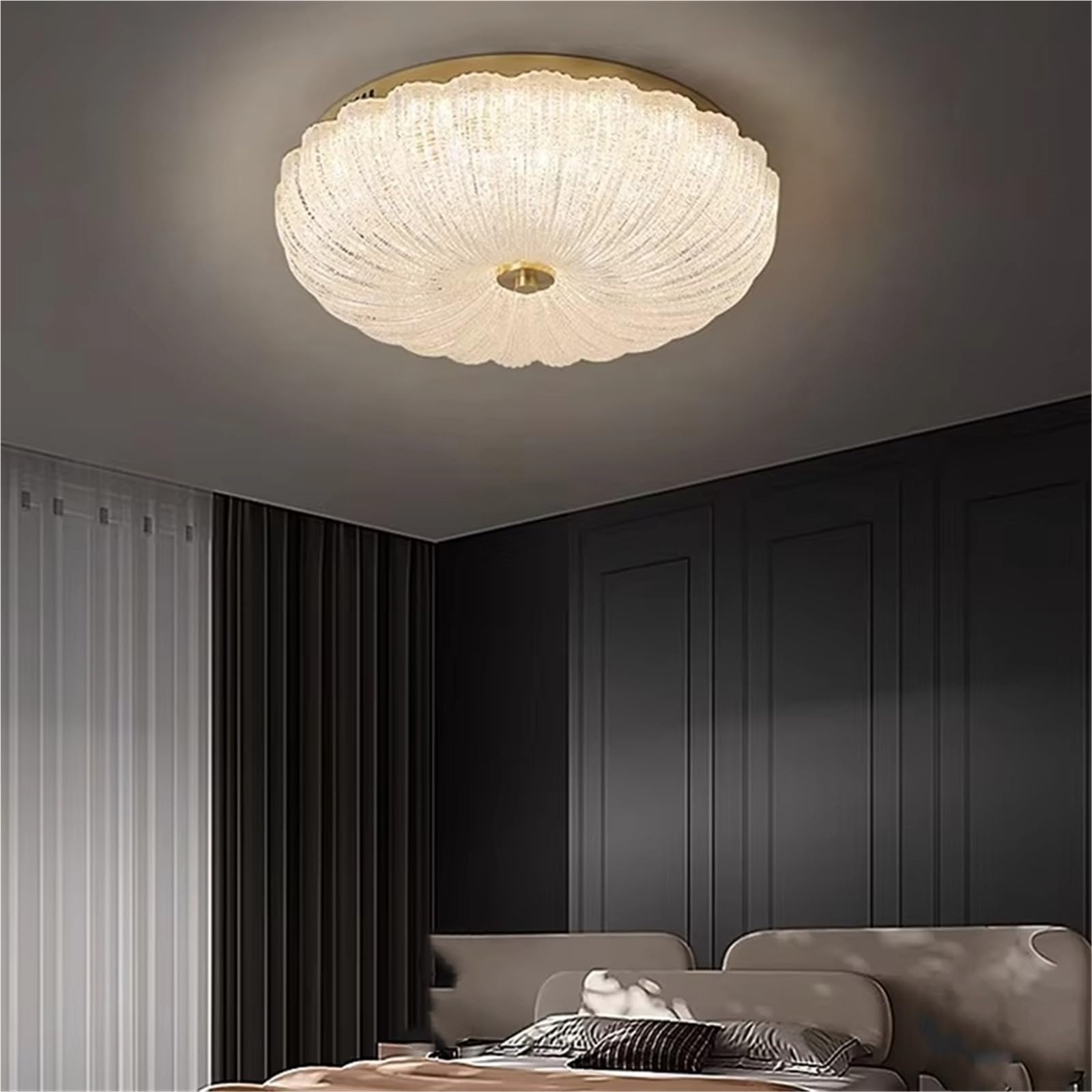 Lampe de plafond en cuivre et verre cristal de luxe pour chambre diamètre 40 cm