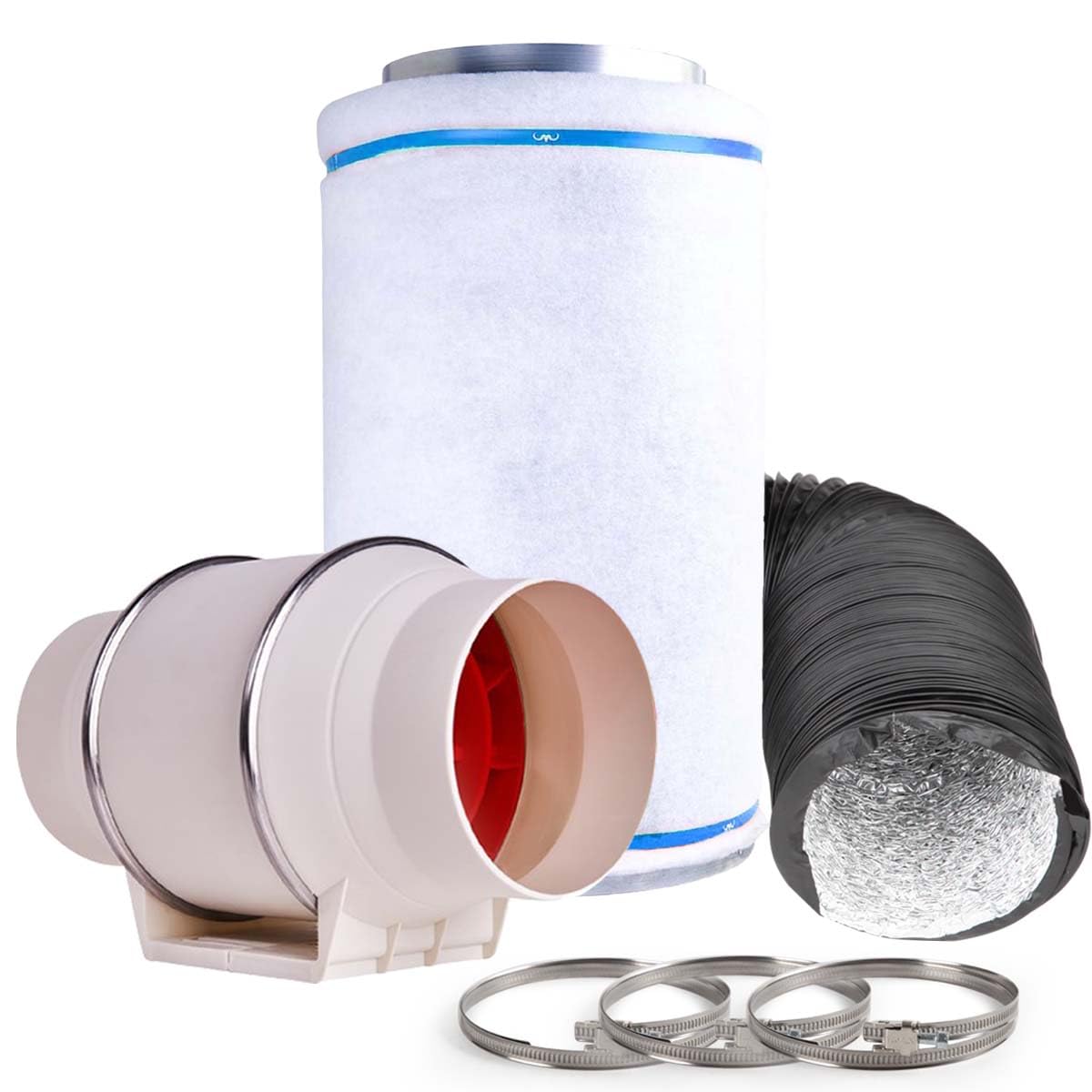 Mammoth TT Extraction Kit with Lite Carbon Filter – Twin Speed Inline Fan & Ducting for Hydroponic Grow Tents & Grow Rooms | Budget Odour Control System (4”–12”) (5")