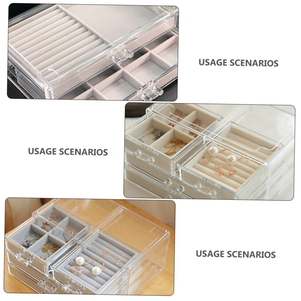 Scatola Porta Oggetti Plastica a Cassetti, Grande Capacità | Contenitore in Plastica Trasparente, Uso su Scrivania in Camera, Design Semplice e Leggero