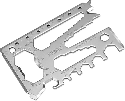 Furhua - Tarjeta de crédito multiherramienta 42 en 1 multiherramienta de acero inoxidable para exteriores con abridor de latas y botellas cortador