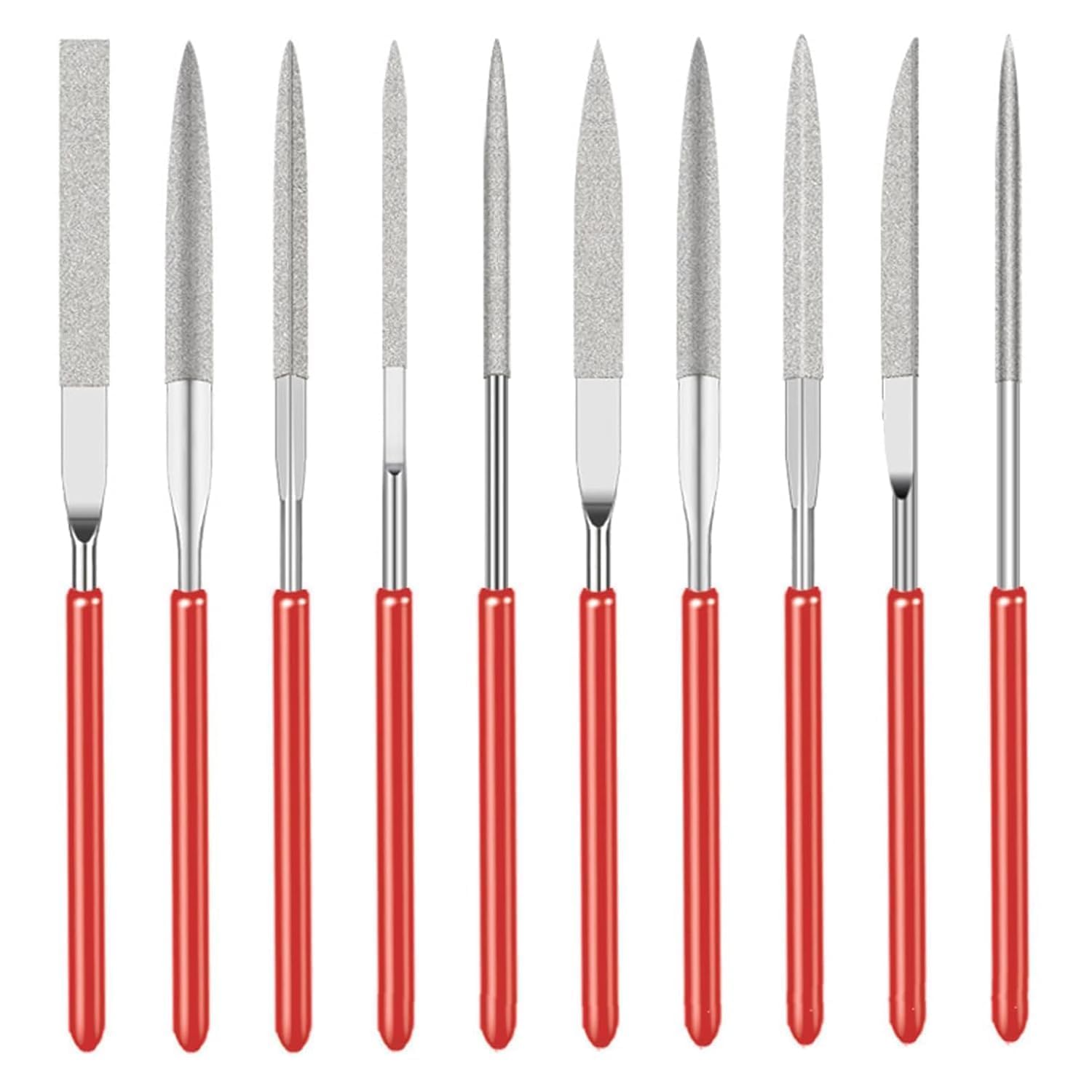 10 Pack 2x100mm Diamond Needle File Set, Mini Precision Files for Jewellery Making, Wood Carving & DIY Craft Projects