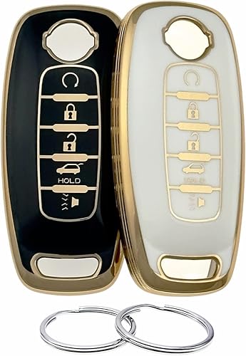 REPROTECTING Funda para llavero de TPU compatible con Nissan Pathfinder Rogue 2023 2024 (5 botonesTPU, negro y blanco)