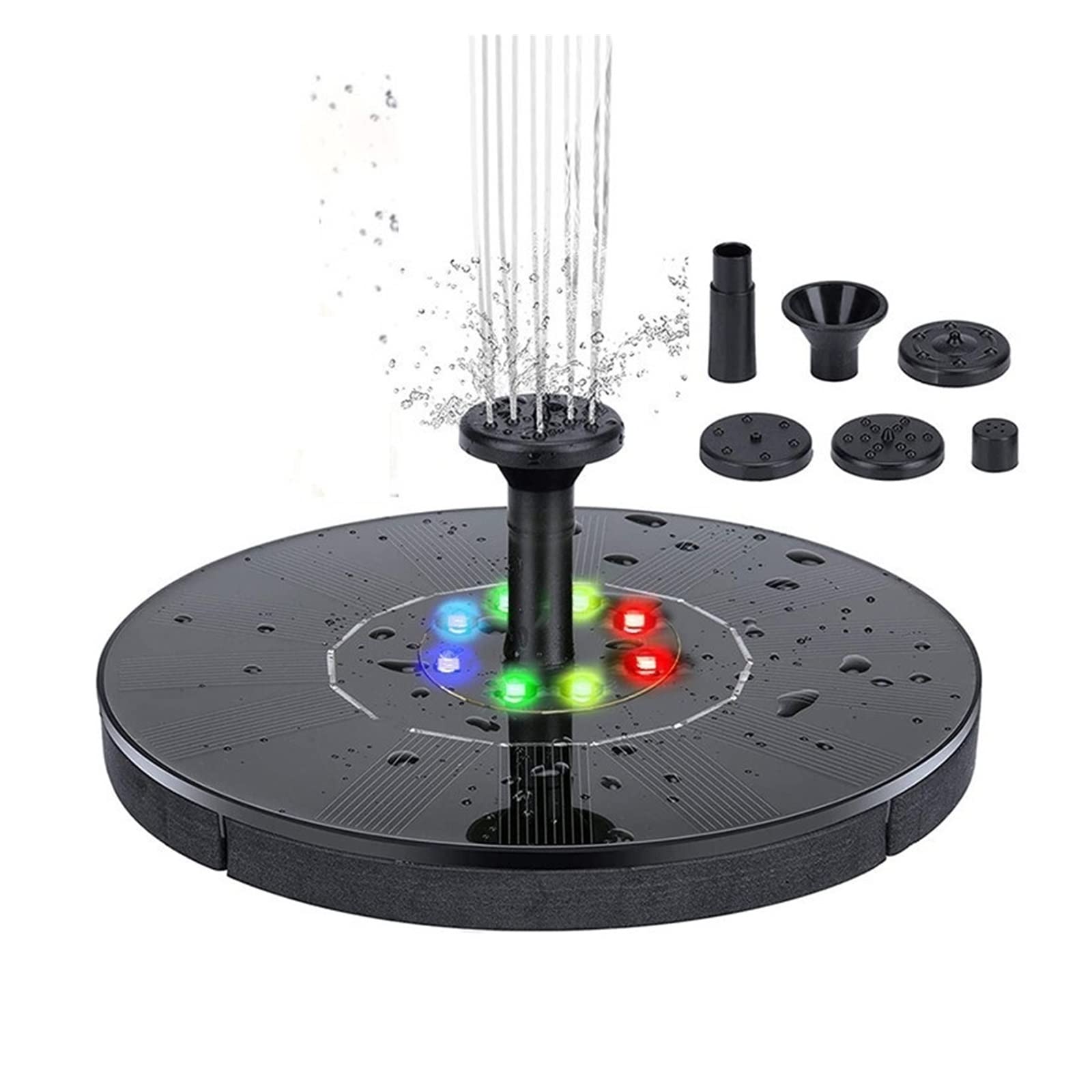 Floating Solar Fountain Garden Waterfall Pool Pond Bird Bath Panel Water Pump Decoration Powered Efficient Use Of Energy(16cm with light)
