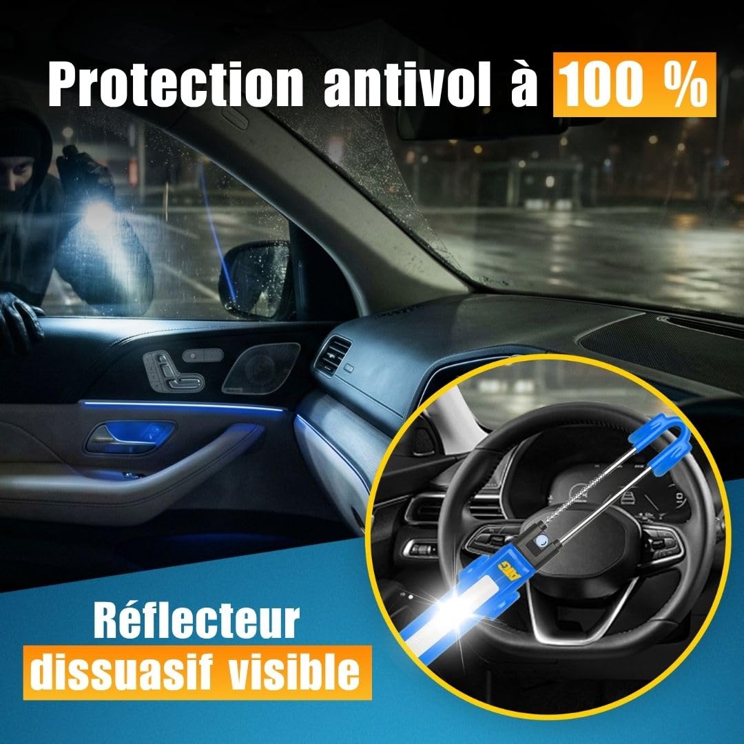 ATG Bloque Volant Voiture – Antivol Voiture, Antivol Volant & Canne Antivol pour Auto, SUV, Van, Utilitaire & Camping-Car – Acier Trempé, Protection Anti-Perçage