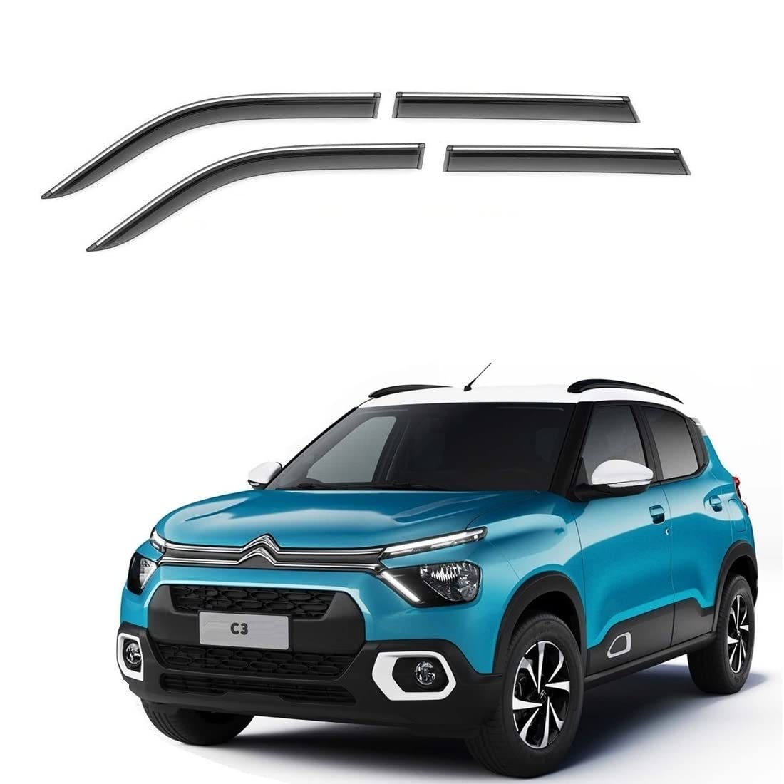 Unbreakable Silverline Door Visor/Rain Visor Suitable for Citroen C3 & eC3 (Set of 4pc)-image-15