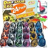 24 Pcs Large Hatching Dinosaur Eggs Dinosaur Birthday Party Favors, Kids Toddlers Goodie Treat Bag Stuffers, Carnival Classroom Prizes, Treasure Box Toys, Boy Girl Grow in Water Dinos Egg Science Kits