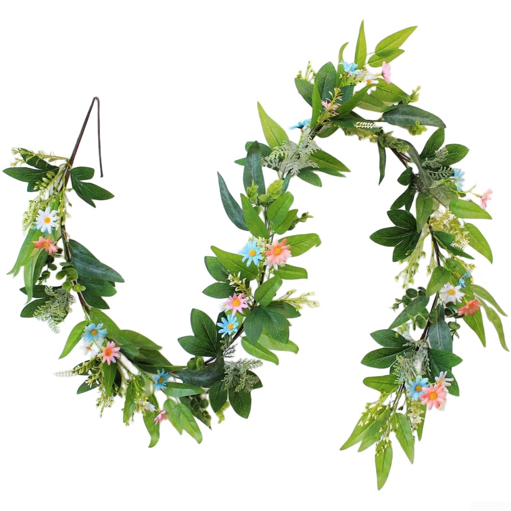 HpLive 180 cm, in rattan sintetico, foglie verdi, lilla, piante acquatiche, ghirlanda, decorazione paesaggistica, fiori artificiali per giardini e interni