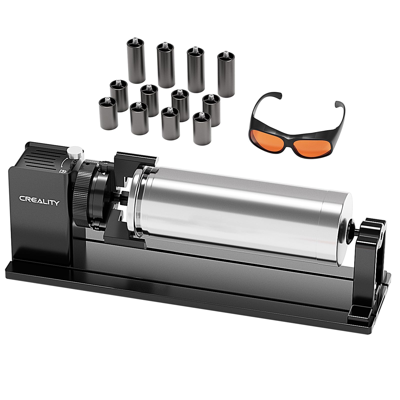 Creality Rotary Roller Pro Kit - Laser Rotary Rollers for Falcon A1 Laser Engraver with Risers, Chuck Rotation Module for Engraving Cylindrical Objects, Wine Glasses, Rings