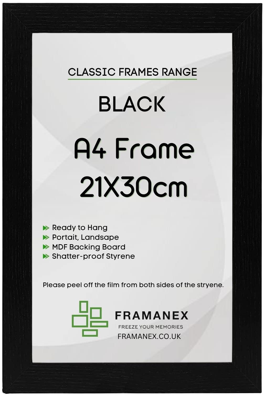 FRAMANEX Modern A4 Black Frame | A4 Photo Frames | A4 Picture Frames For Wall | A4 Frame Black | A4 Frames | Black A4 Frame | Black A4 Picture Frame | A4 Black Photo Frame | A4 Poster Frame