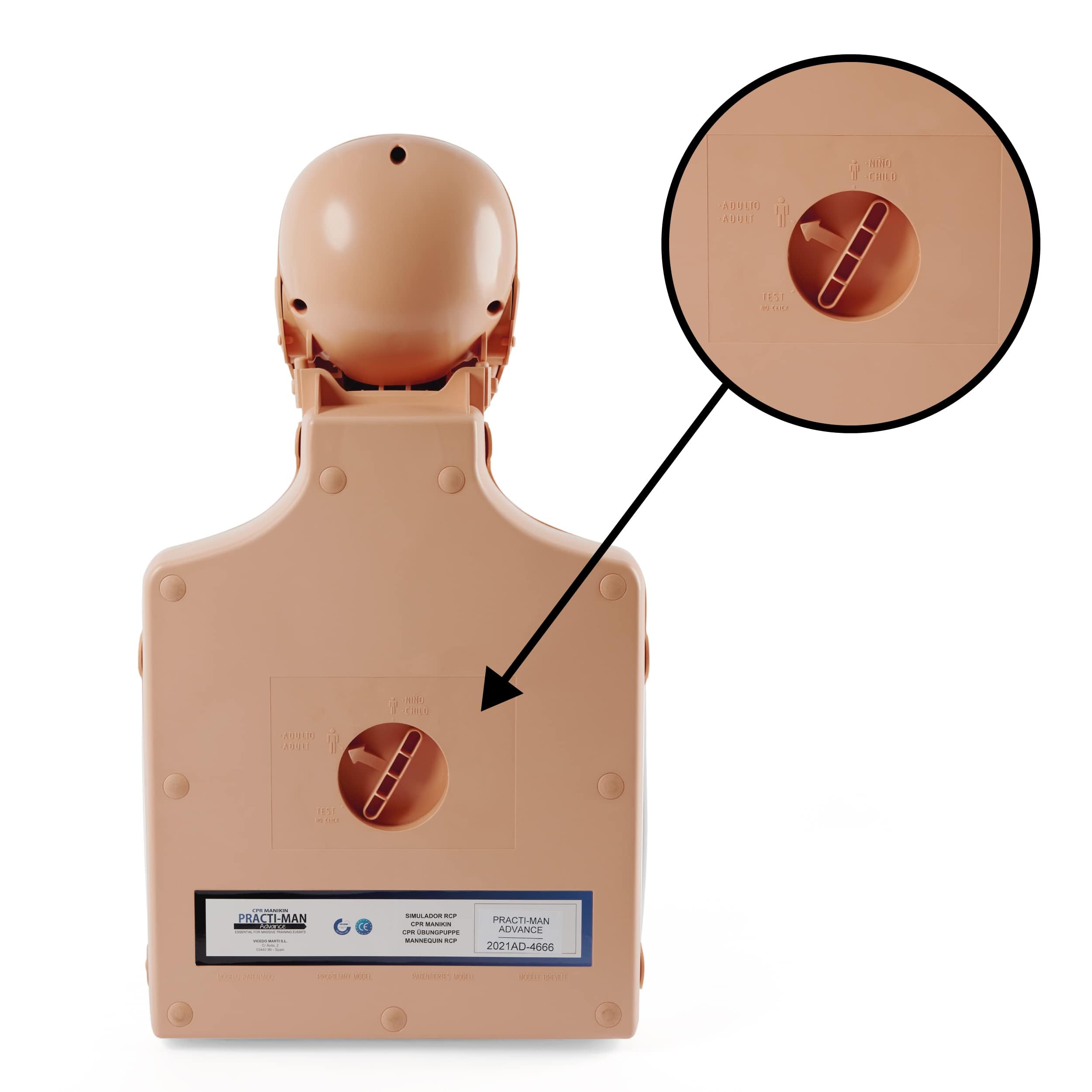 Pulox Bambola di rianimazione Practi-Man Advance – Primo soccorso – Bambola da allenamento con impugnatura Esmarch