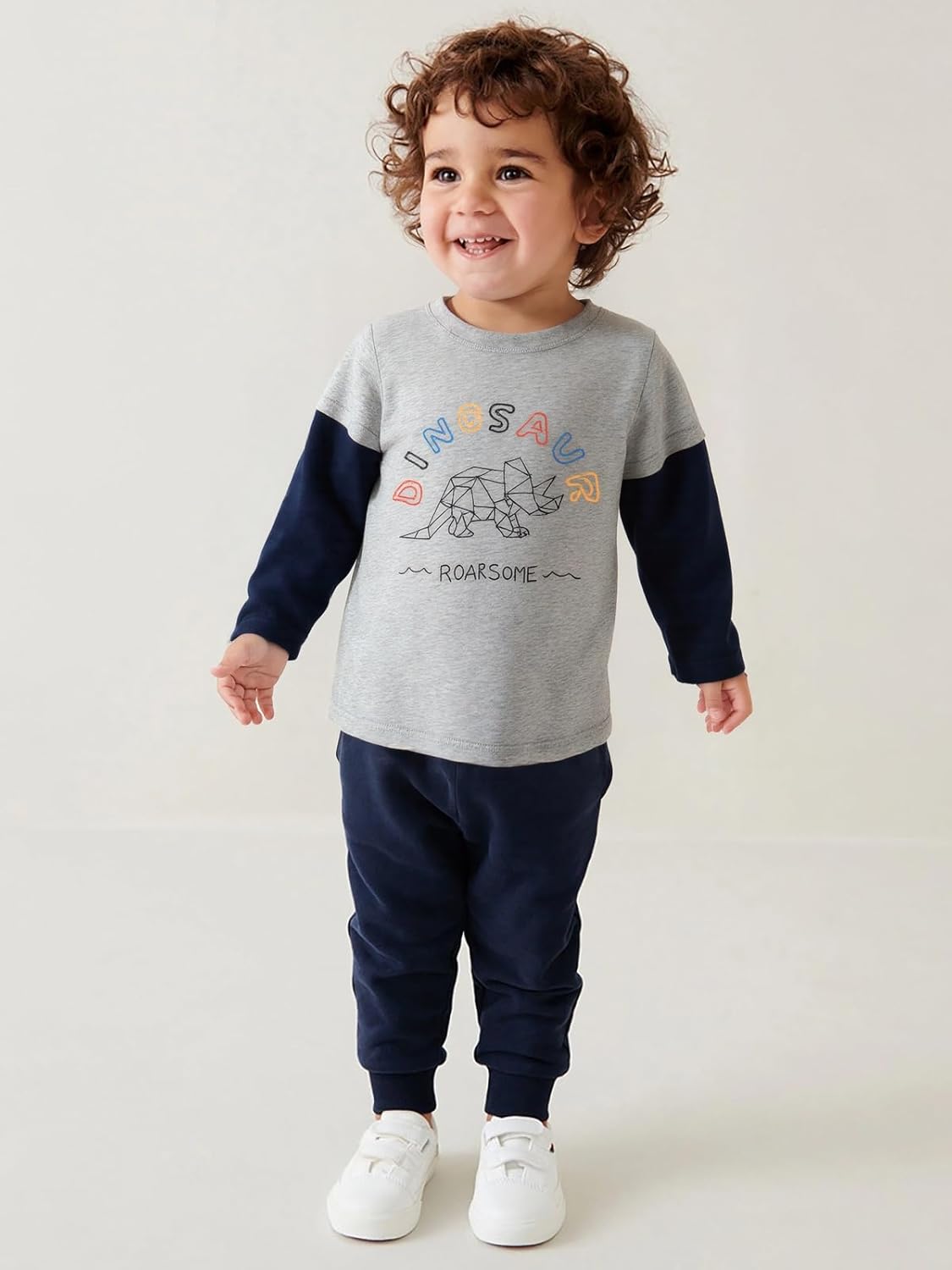 Toddler Boys Long Sleeve Shirts Cotton T-Rex Dinosaur T-Shirts Multipacks - Image 3