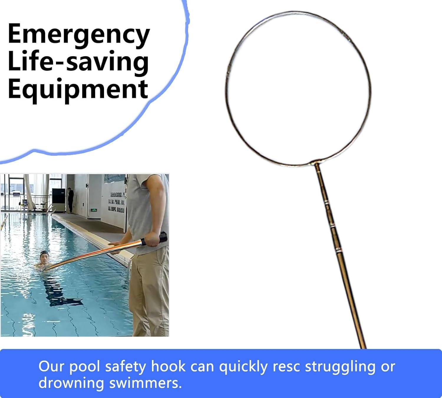 Pértigas de Salvamento Pértiga Salvavidas Ligera con pértiga telescópica Ajustable, Varillas de Seguridad for Piscinas y Parques acuáticos(Life Hook+5.5m/216.5in)