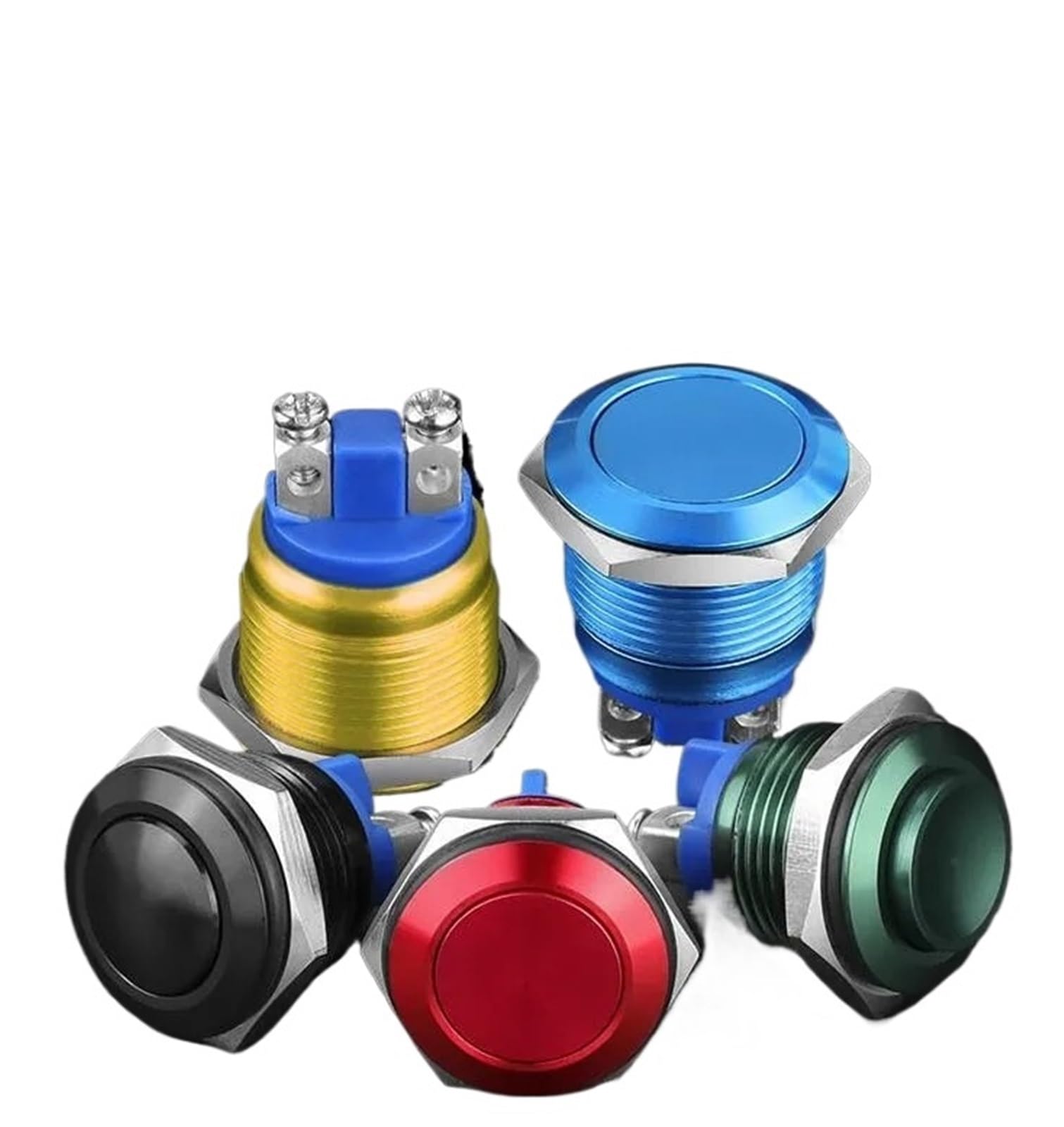 1 stücke 16mm Wasserdicht Momentary Metall Push Button Schalter 19mm(Silver,22MM_FLAT ROUND)