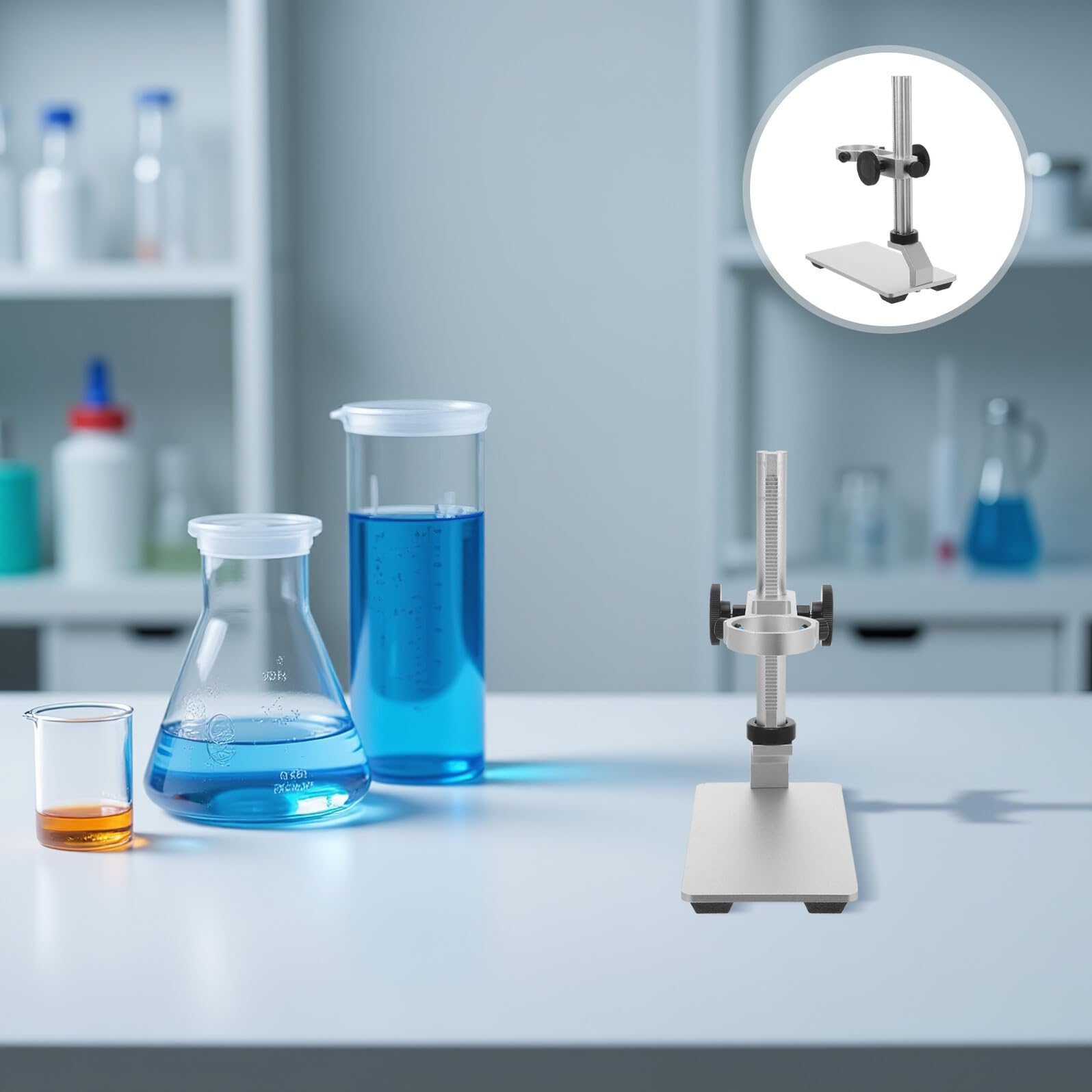 SHINEOFI Support Réglable en Hauteur pour Microscope en Alliage D'aluminium, Support Métallique Stable pour Laboratoire et Recherche Scientifique, Accessoire de Levage pour Instruments