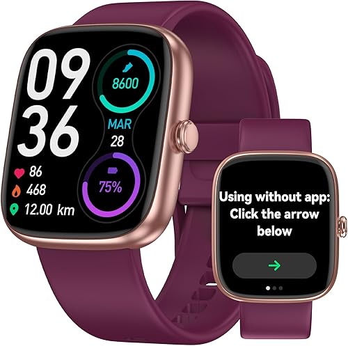 DAVIKO Reloj podómetro, no requiere aplicación/teléfono, pantalla de 1.83 pulgadas, relojes inteligentes con podómetro, calorías y contador de